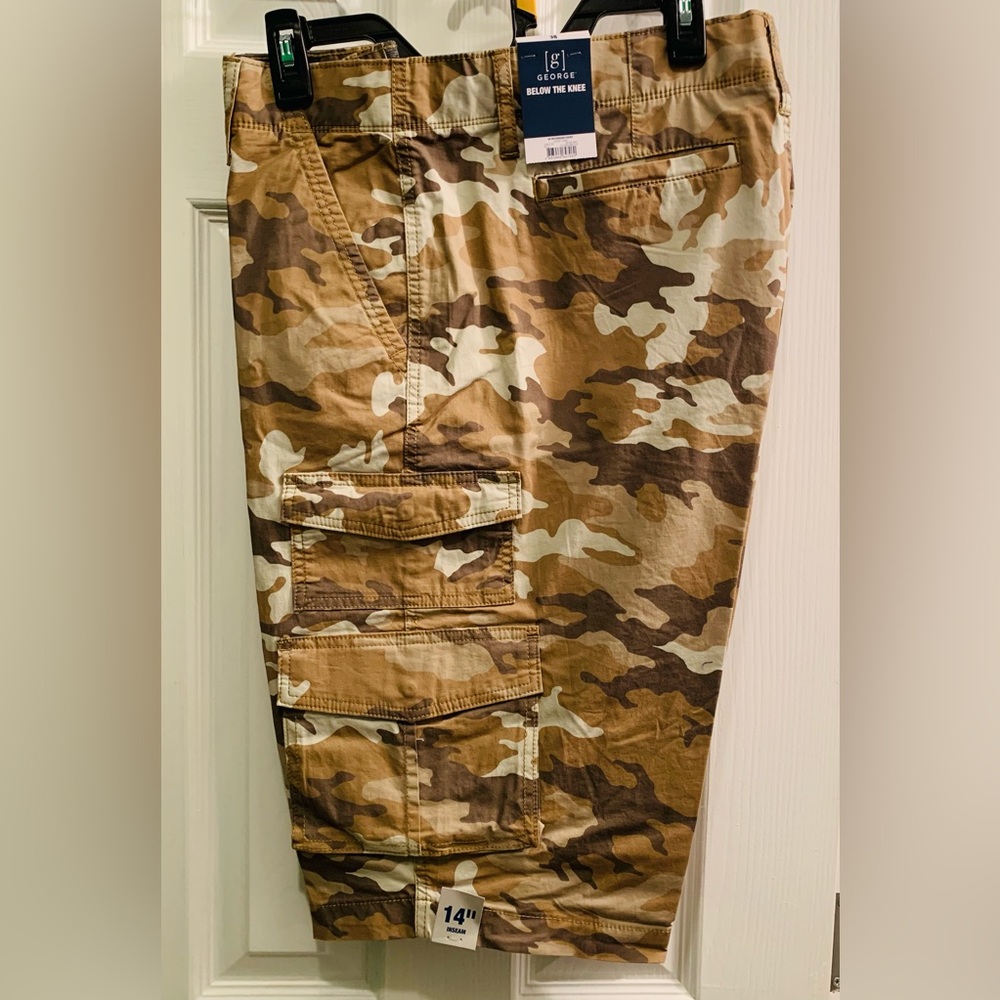 George Men's Messenger Cargo Shorts, 14" Inseam Sizes 38 Camo
